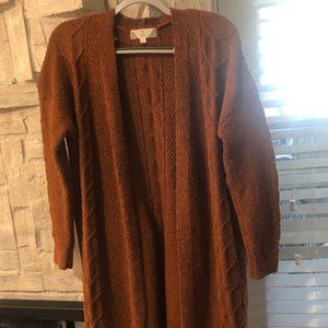 Long Brown Chenille Cardigan